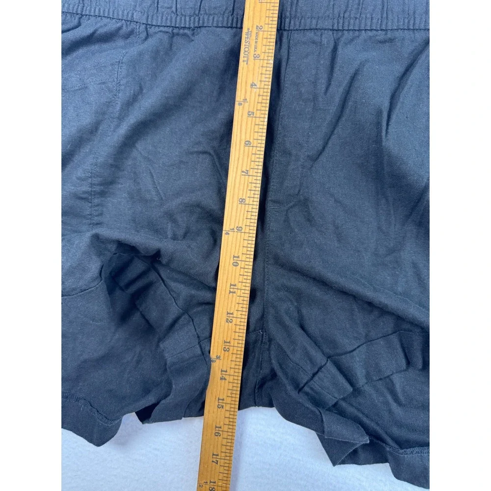 Coastal Old Navy‎ Womens XXL Shorts Black Linen Blend High Rise Elastic Waist